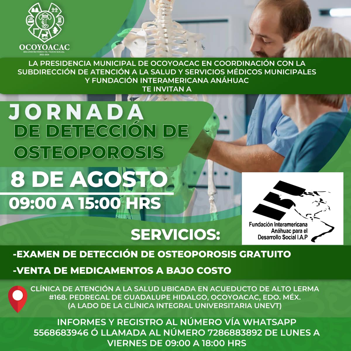 ¡Participa en nuestra Jornada de Detección de Osteoporosis! ¿Sabías que la osteoporosis es una enfermedad silenciosa que puede afectar tu calidad de vida? No dejes que pase desapercibida. Te invitamos a nuestra **Jornada de Detección de Osteoporosis** donde podrás realizarte un chequeo gratuito.